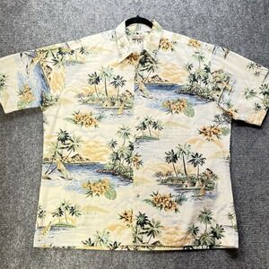 Hollis River Hawaiian Shirt Mens XL Tropical Island Palm Trees Button Up Aloha